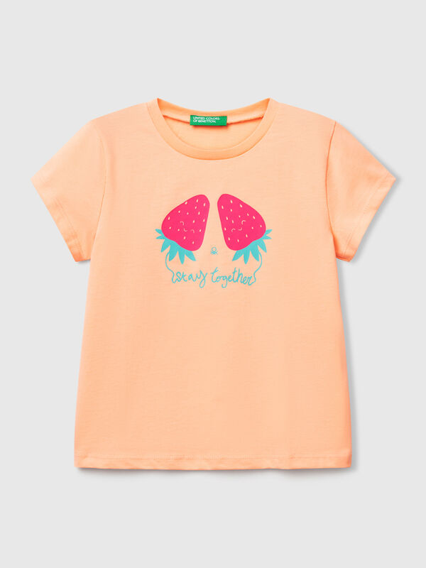 T-shirt con stampa fluo Bambina