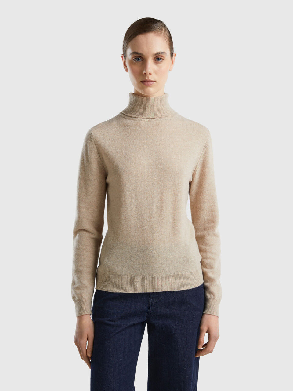 Pull col new arrivals roulé femme benetton