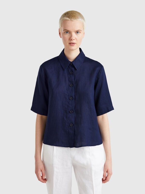 Camicia corta in puro lino Donna