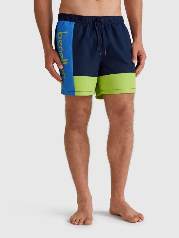 Farbblock-Badeshorts Herren