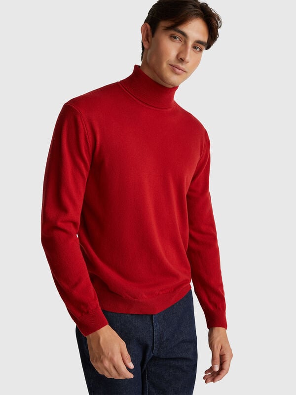 Dolcevita bordeaux in pura lana Merino Uomo