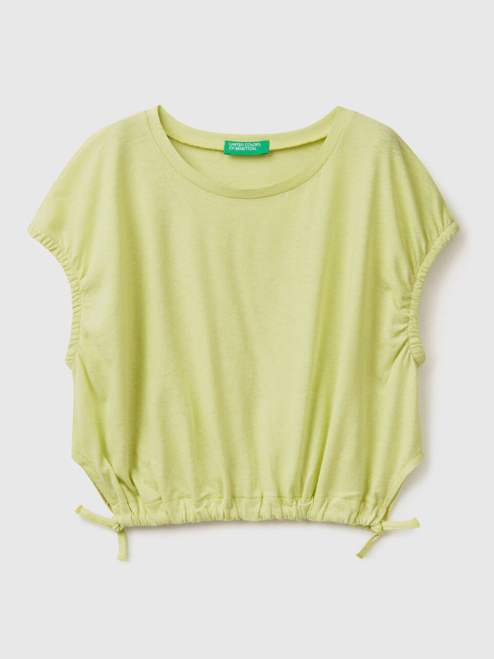 Top with laces in linen blend