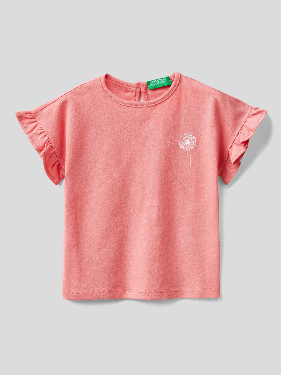 T-shirt in misto lino con rouches image number 1