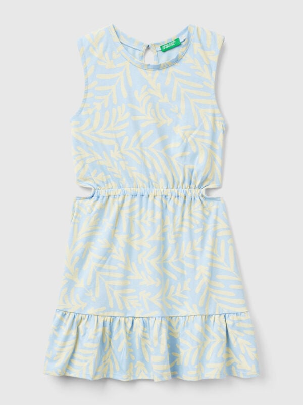 Light blue dress with tropical print Junior Girl