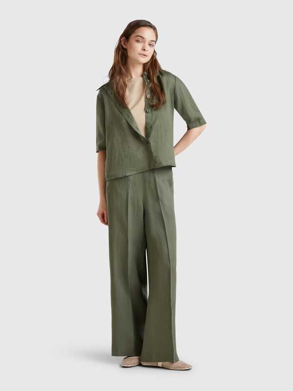 Pantaloni palazzo in 100% lino Donna
