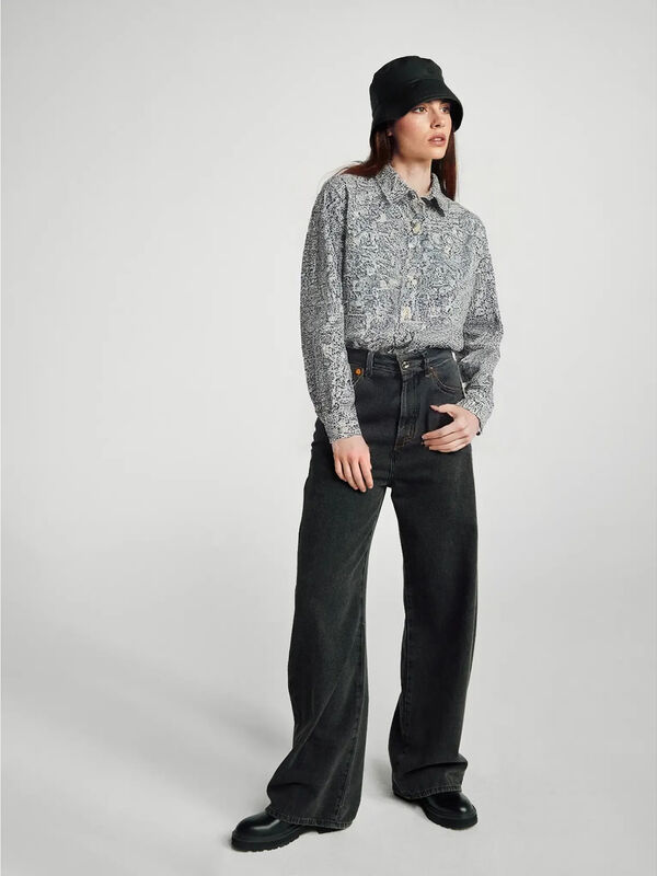 Chemise à motifs en coton léger Femme