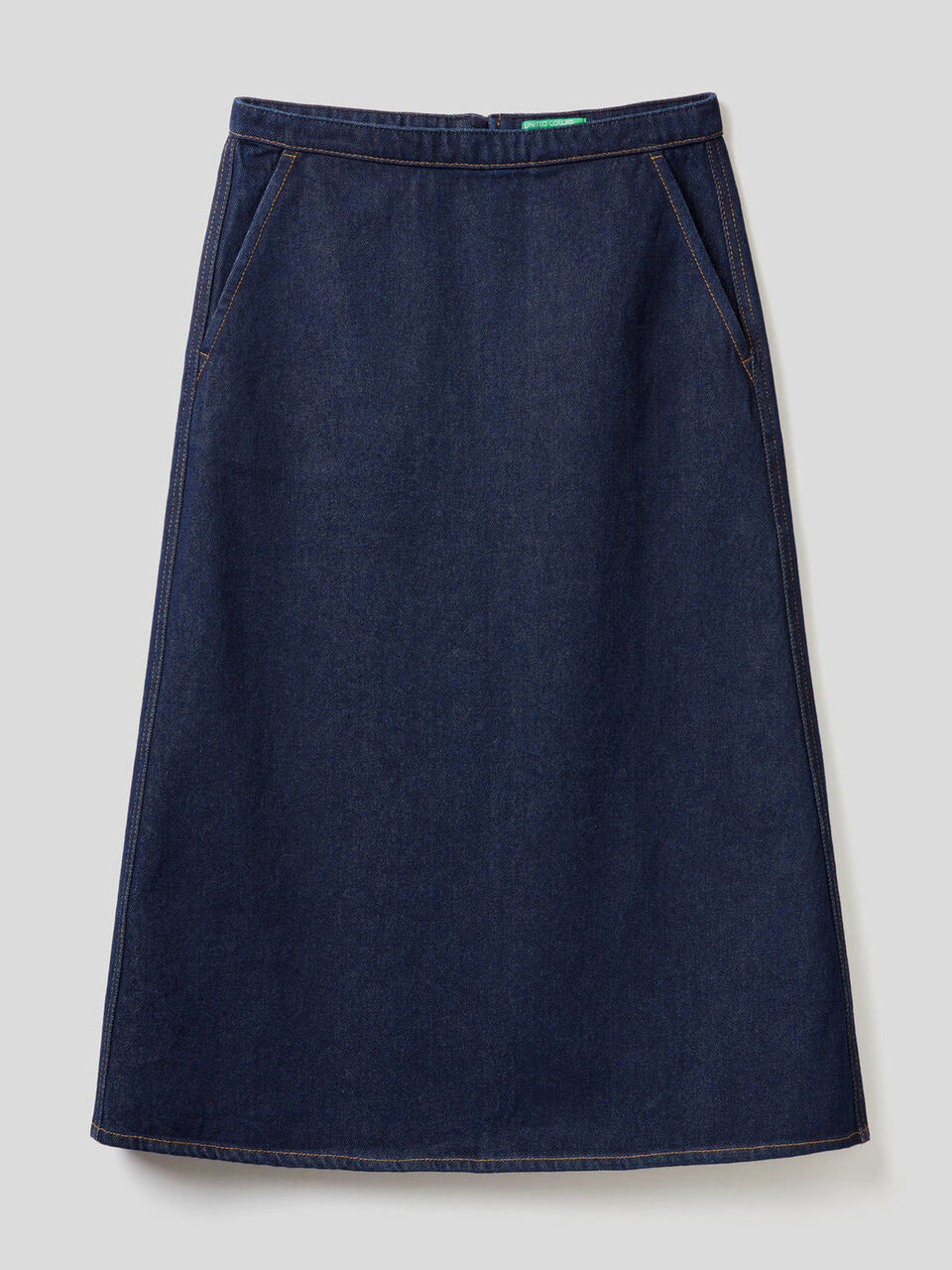 Jupe mi-longue en denim 100% coton image number null