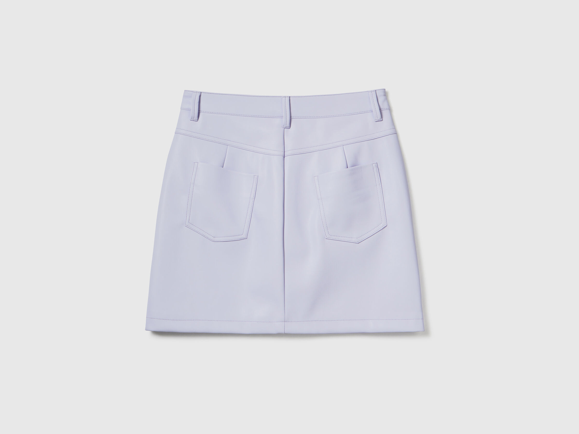 Mini-jupe en tissu effet simili-cuir - Lilas | Benetton