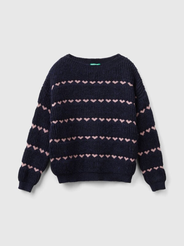 Pull à intarsia cœurs Filles