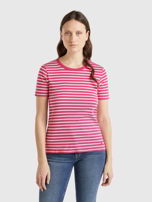 T-shirt girocollo a righe Donna