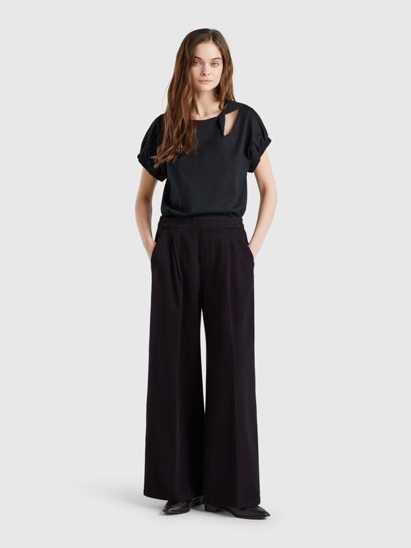 Pantaloni palazzo a vita alta Donna