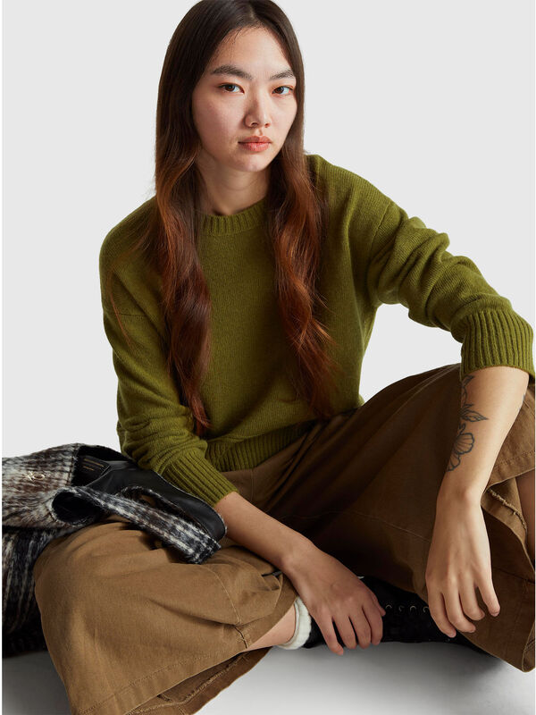 Pull en laine mélangée coupe carrée Femme