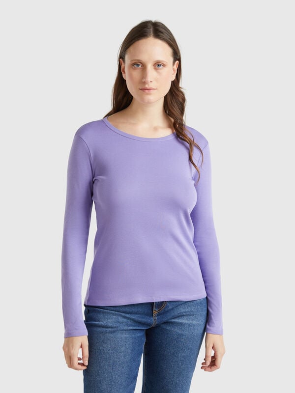 T-shirt à manches longues en pur coton Femme