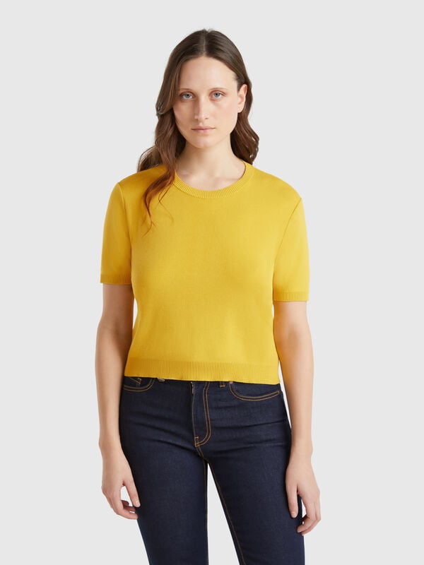 Short sleeve 100% cotton sweater Women
