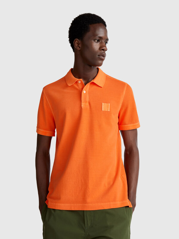 Polo orange coupe classique Homme