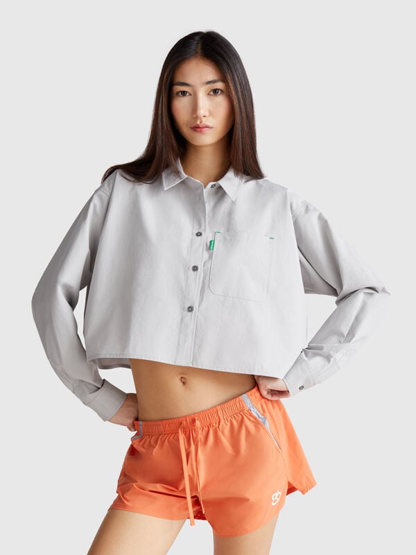 Chemise courte en pur coton Femme
