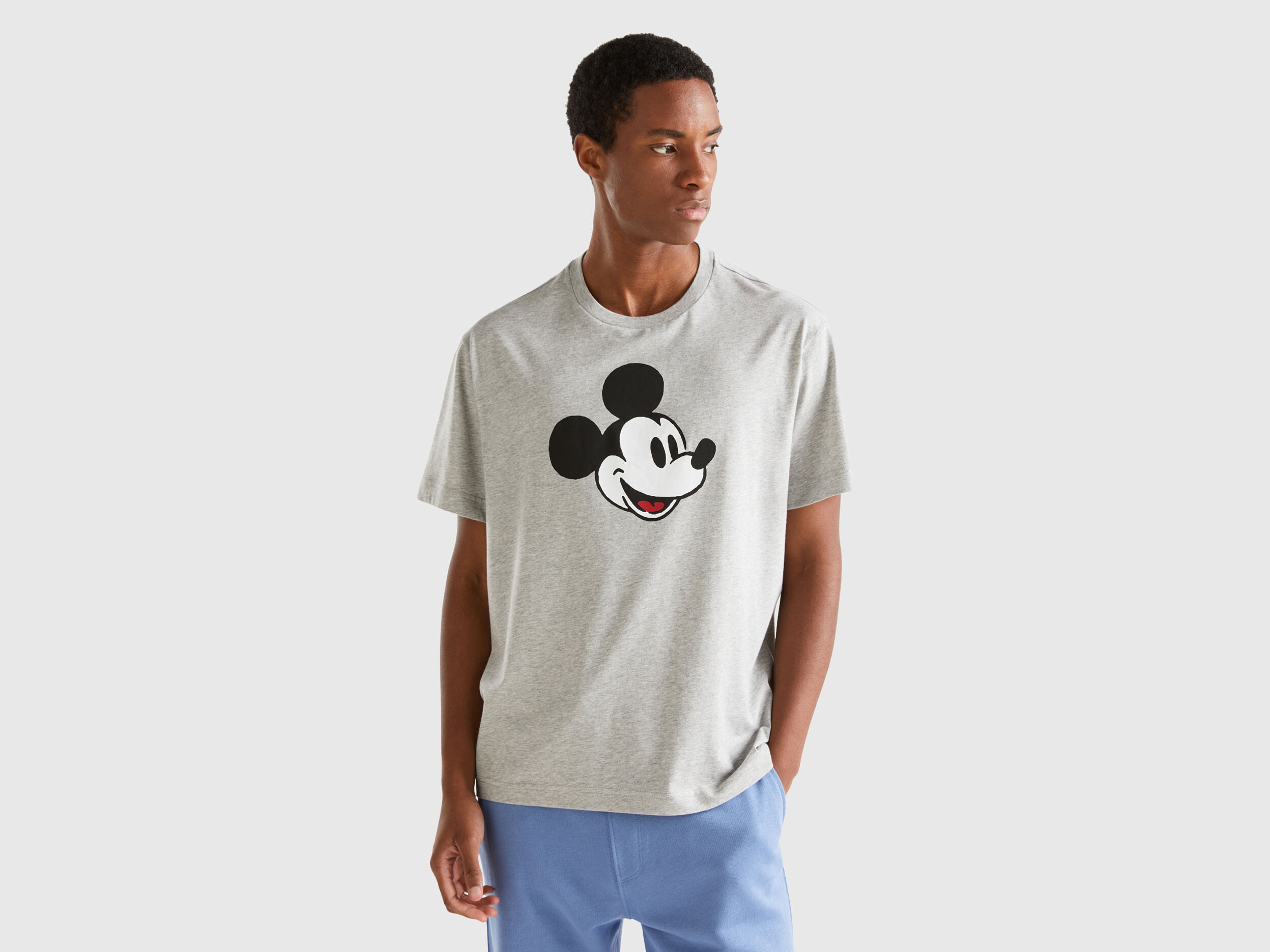 T shirt grigio chiaro Mickey Mouse Grigio Chiaro Benetton