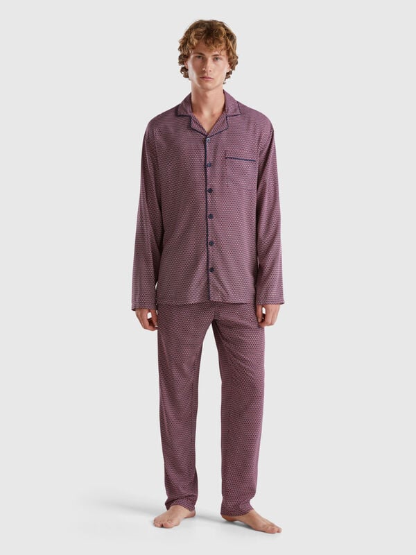 Pyjama à motif en viscose durable Homme