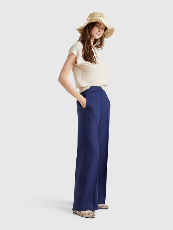 Pantaloni palazzo in 100% lino Donna
