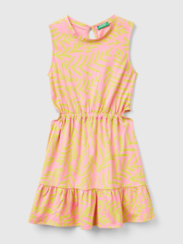 Hellrosa Kleid mit tropischem Druck Mädchen