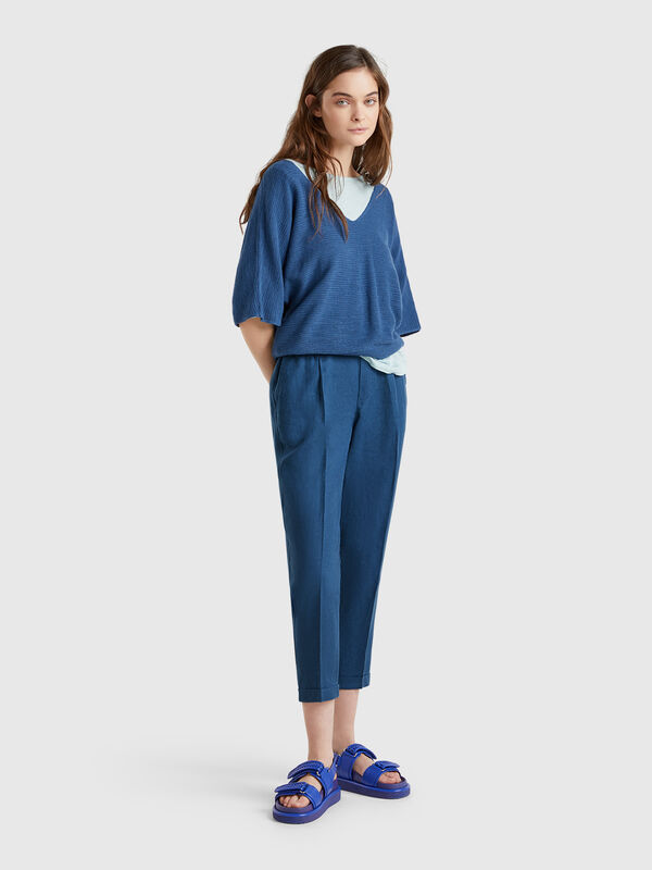 Pantalon court en 100% lin Femme