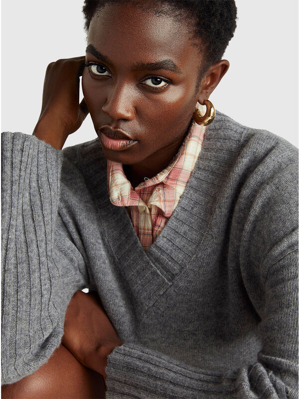 Oversize-Pullover aus Wollmischung Damen