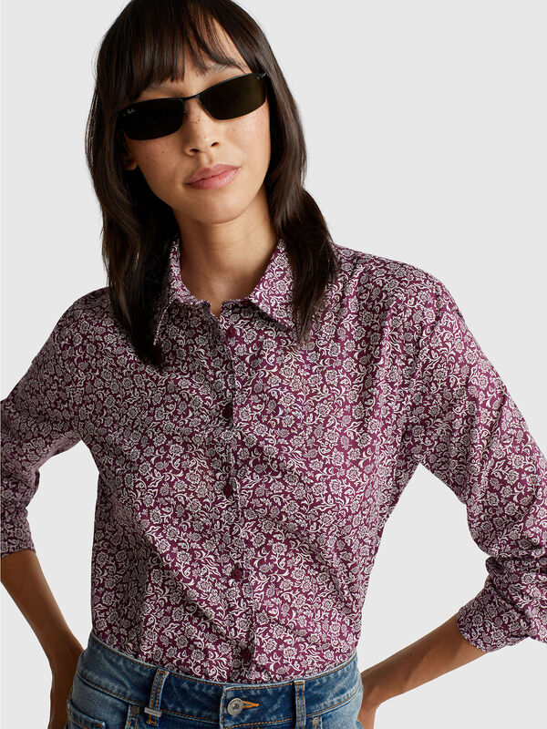 Chemise à motifs en coton léger Femme