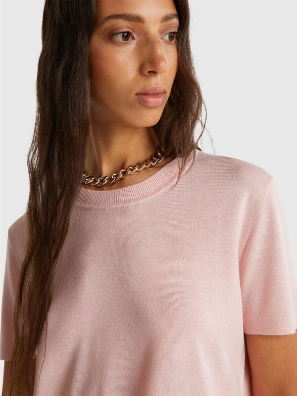Maglia manica corta in misto seta Donna