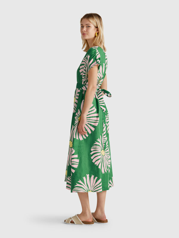 Bedrucktes Leinenkleid Damen