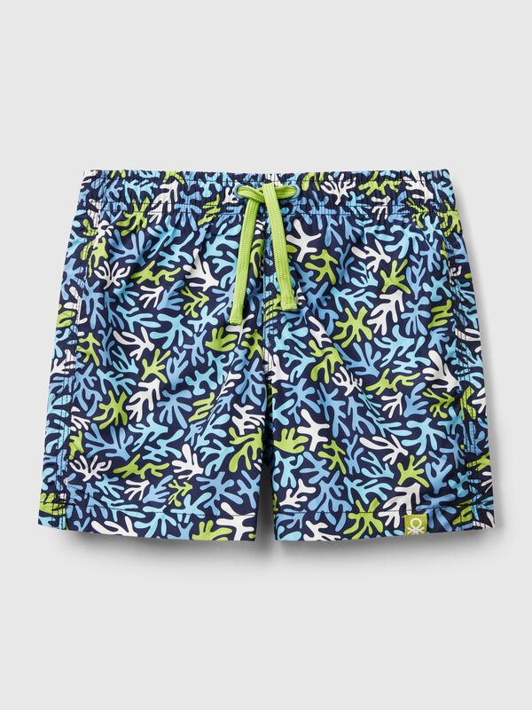 Short de bain en nylon à motifs Garçon