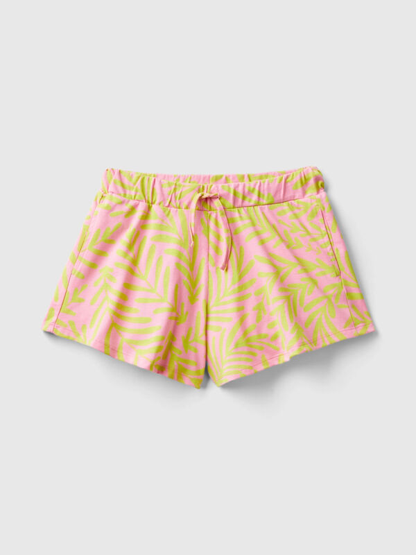 Hellrosa Shorts mit tropischem Druck Mädchen