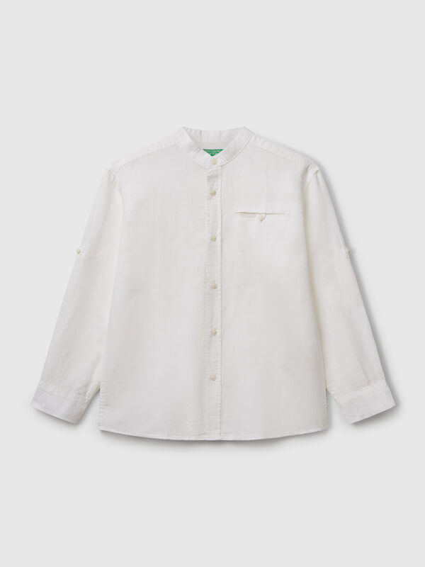 Chemise mandarine en lin mélangé Garçon