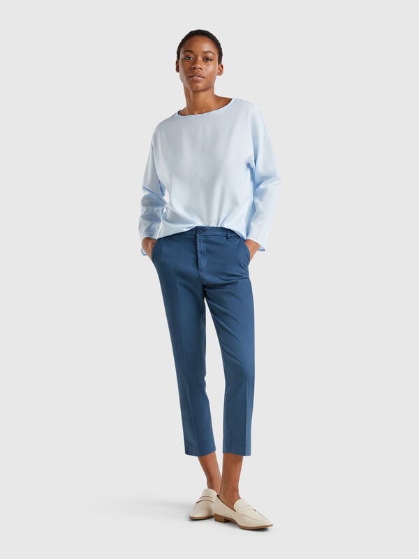 Chino cropped in cotone stretch Donna