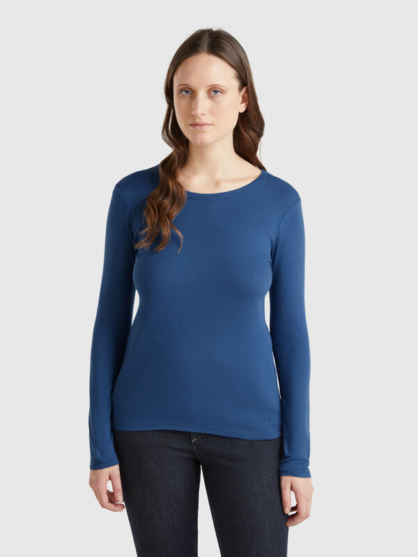 T-shirt a manica lunga in puro cotone Donna
