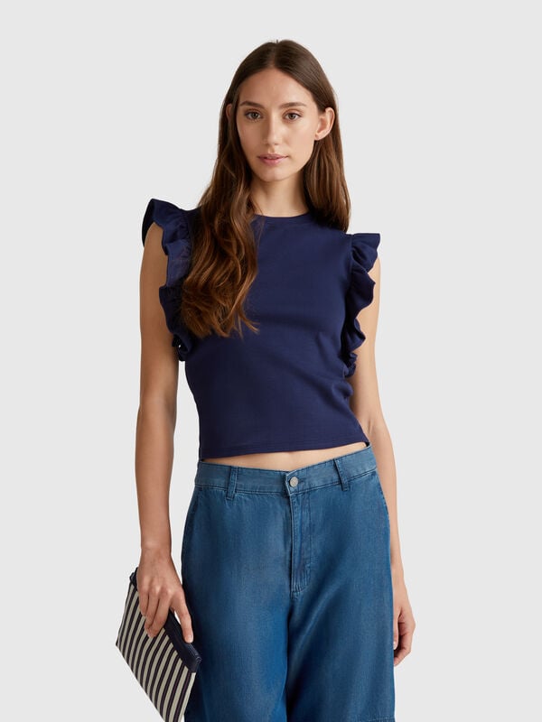 Maglietta slim fit con rouches Donna