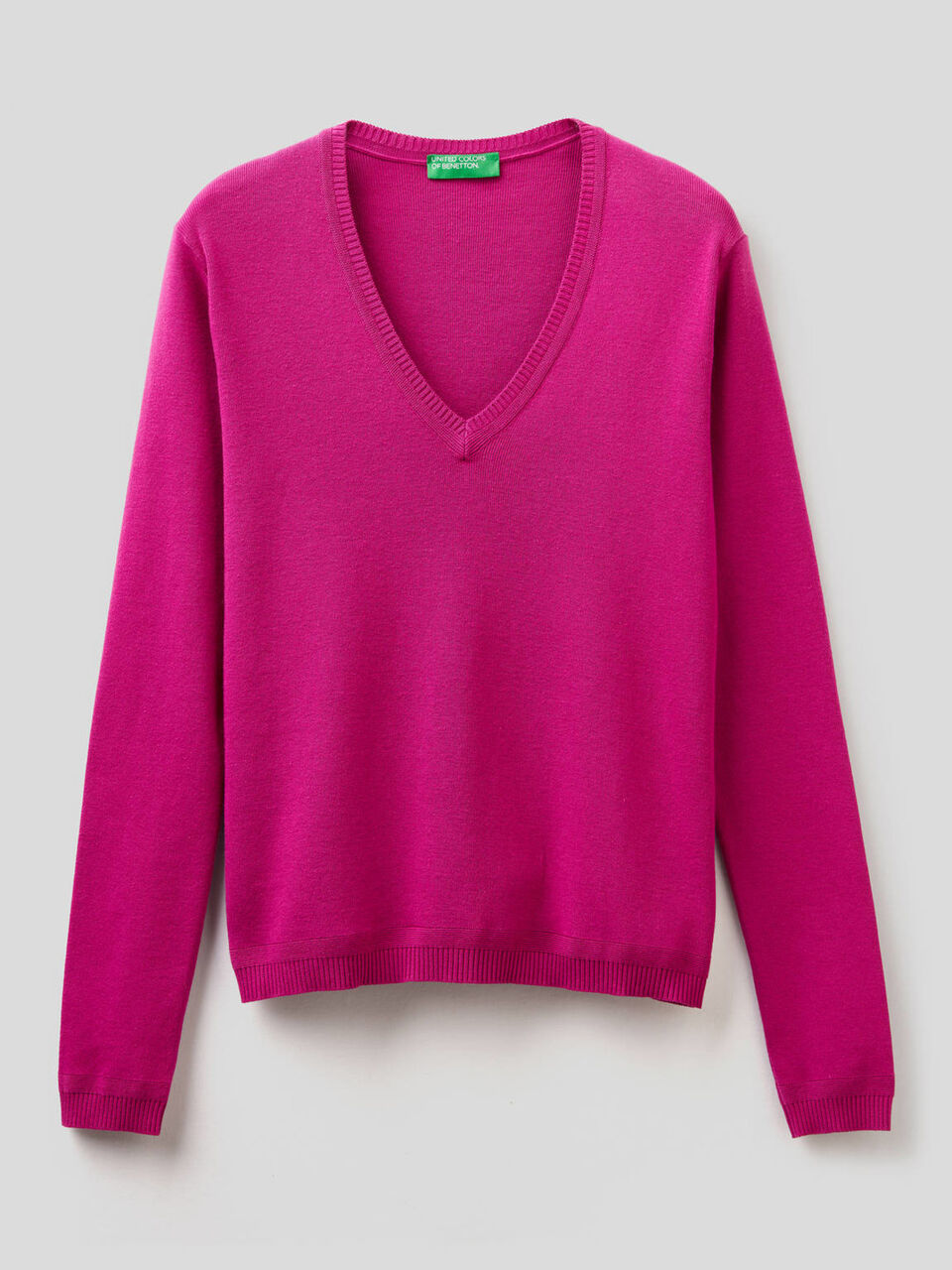 Pull en pur coton avec col en V image number 1
