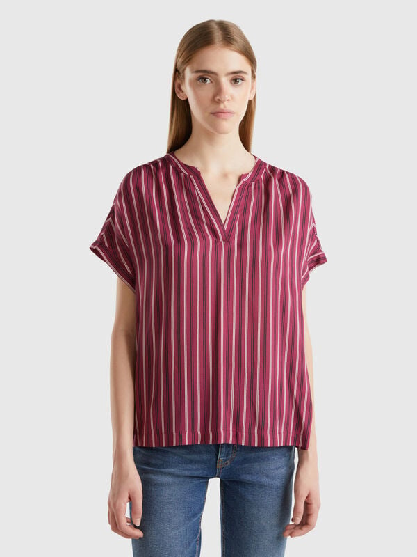 Blusa a righe in pura viscosa Donna