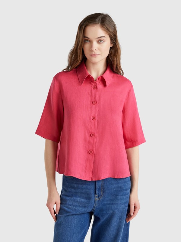 Camicia corta in puro lino Donna