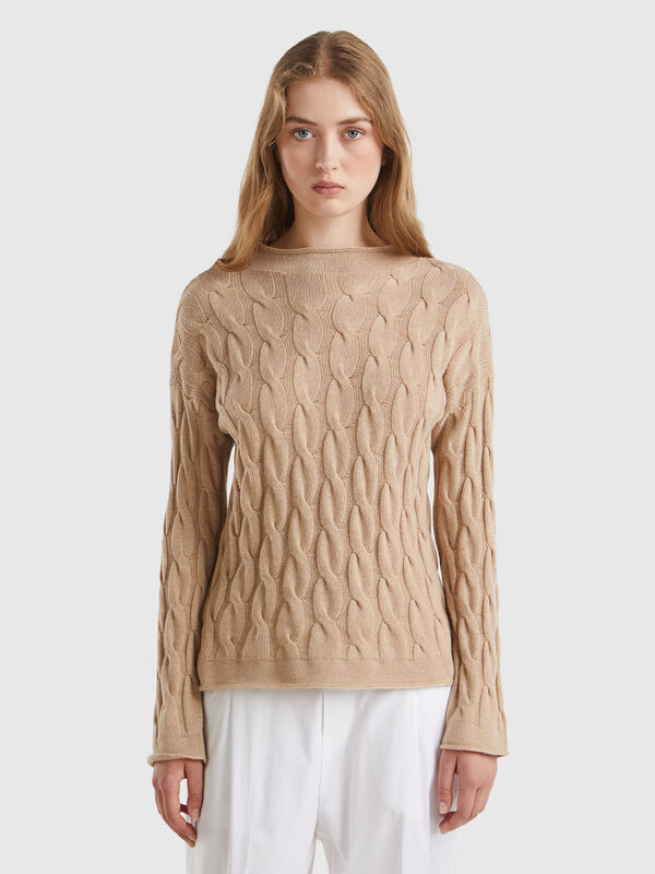 Maglia con lavorazione a trecce Donna