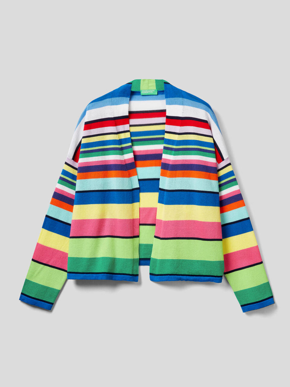 Strickjacke aus reiner Baumwolle mit bunten Streifen image number 1