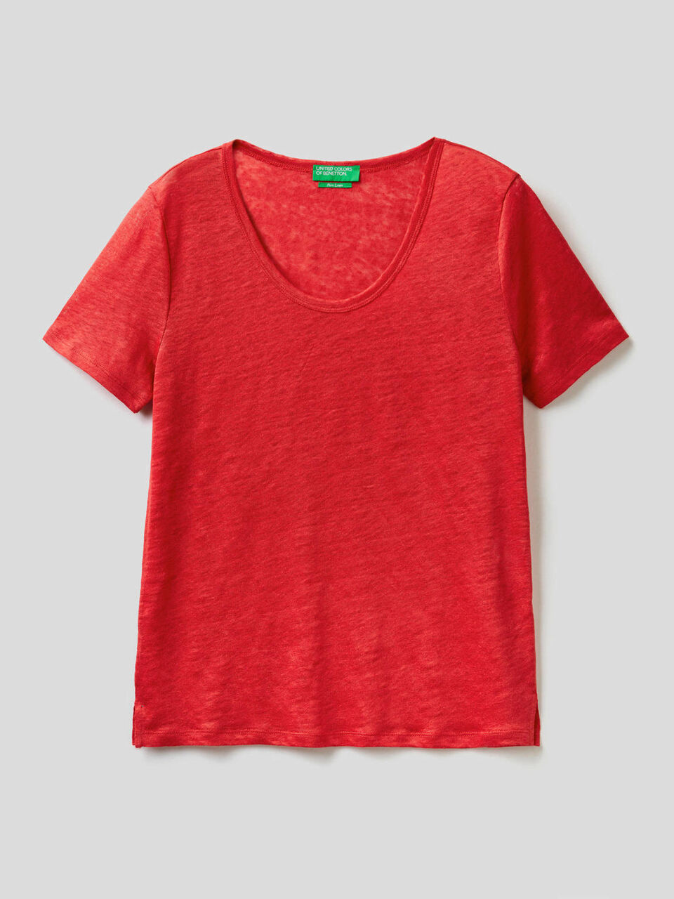 Crew neck t-shirt in pure linen image number 1