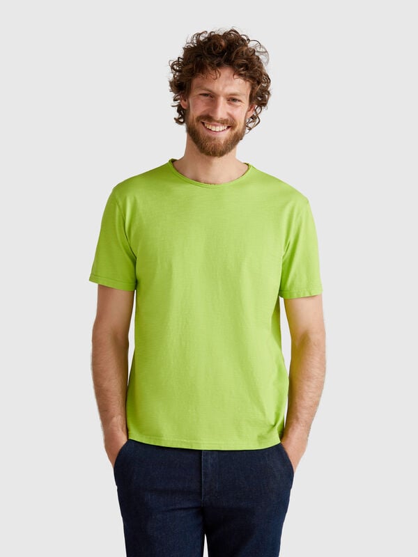T-Shirt in Hellgrün aus geflammter Baumwolle Herren