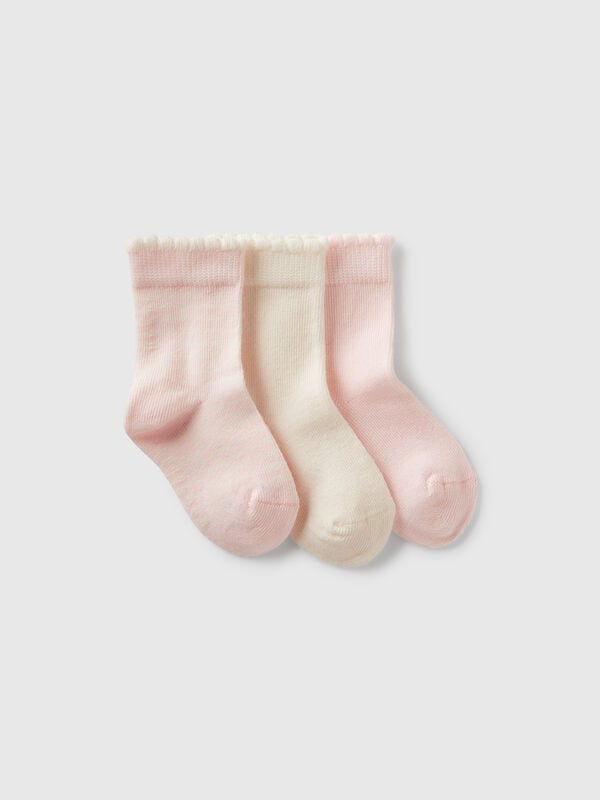 Tre paia di calzini rosa e panna Baby