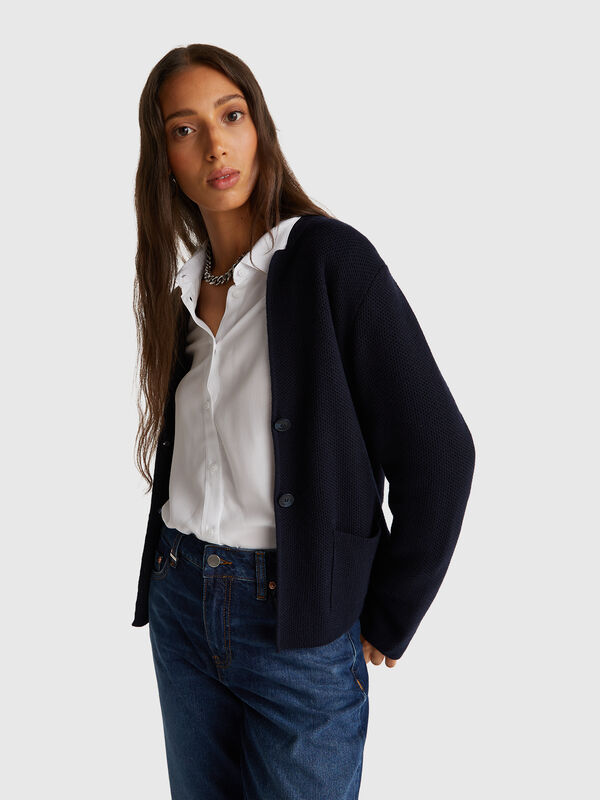 Giacca in maglia misto lana e cashmere Donna