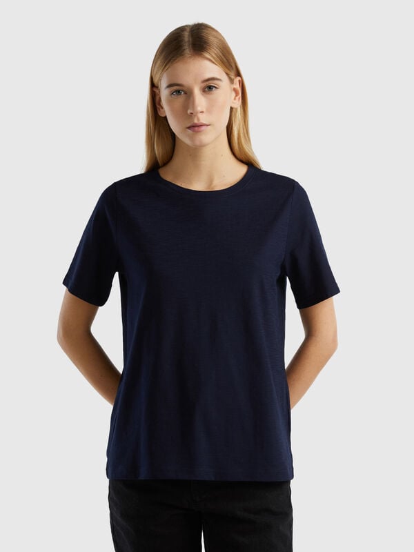 Crew neck t-shirt in slub cotton Women