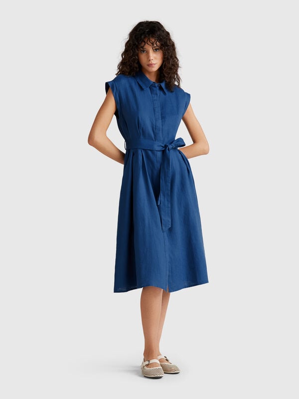 Hemdkleid aus reinem Leinen Damen