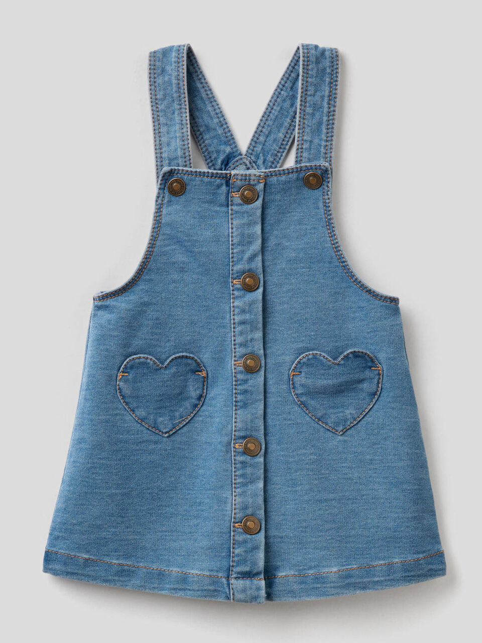Denim look dungaree skirt image number 1