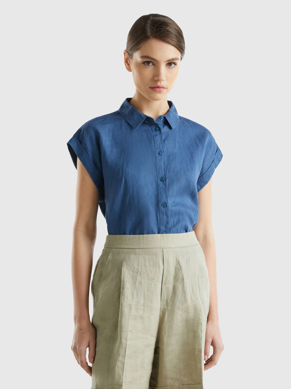 Boxy fit shirt in pure linen Women