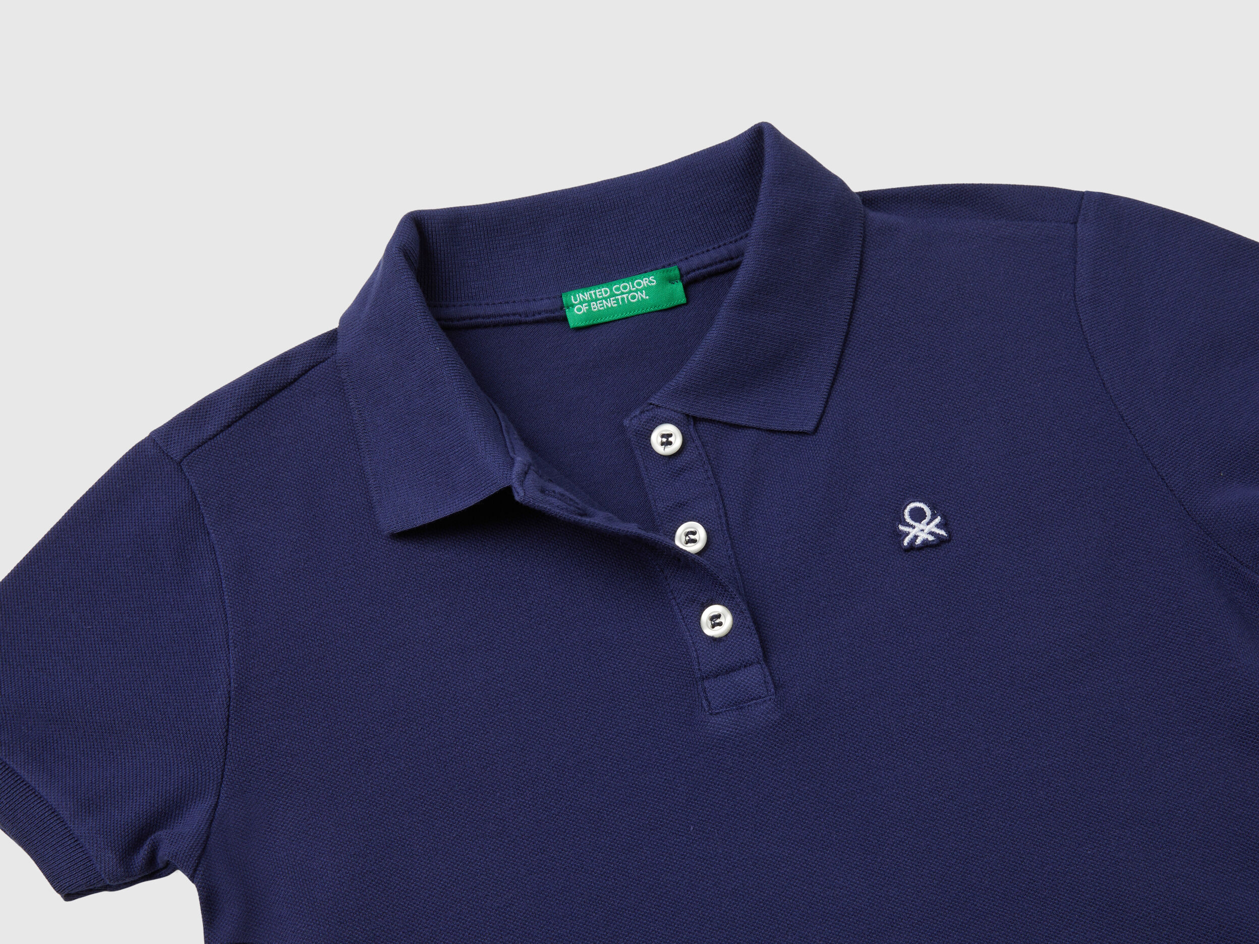 Polo manica corta in cotone bio Blu Scuro Benetton