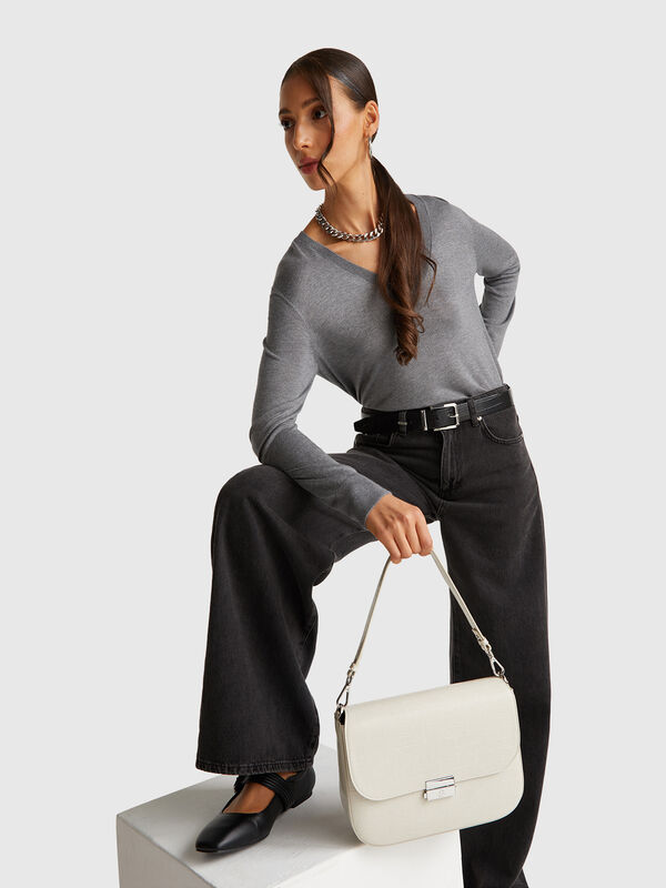 Pullover aus Seidenmischung mit V-Ausschnitt Damen